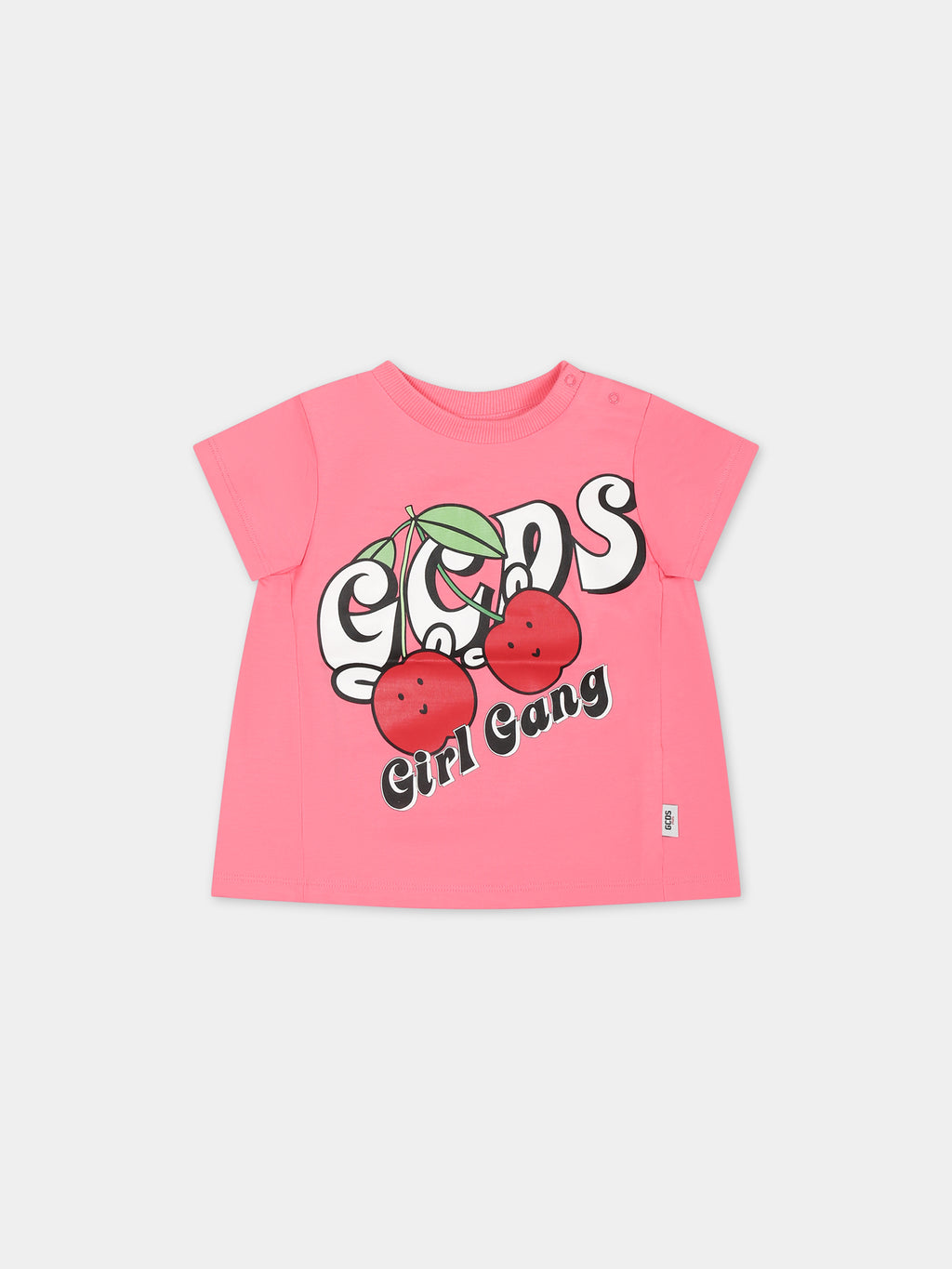 Pink t-shirt for baby girl with logo and cherries print